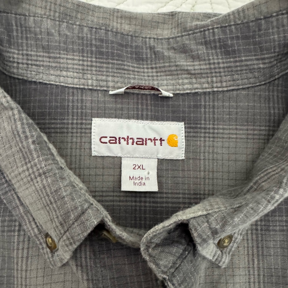 Carhartt Men's Gray Checkered Shirt-Size XXL - Picture 5 of 9
